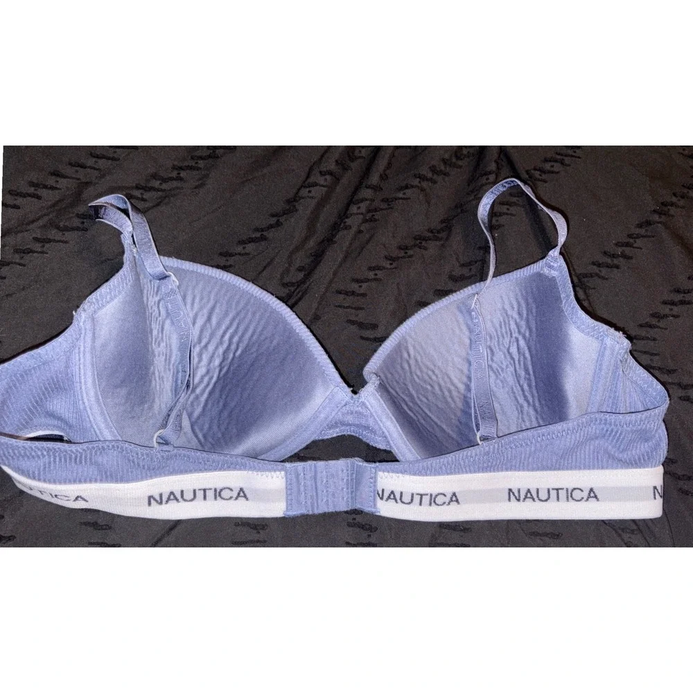 Nautica Intimates Blue Ribbed Lightky‎ Lined Full Coverage Underwire Bra, 38C